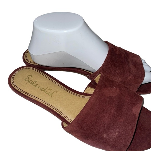 Splendid Women's Slide On Sandals Size 8.5 Suede Upper Plum Flats Low Heel - Picture 4 of 5
